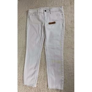 Treasure & Bond Crop Skinny Jeans Raw Hem White